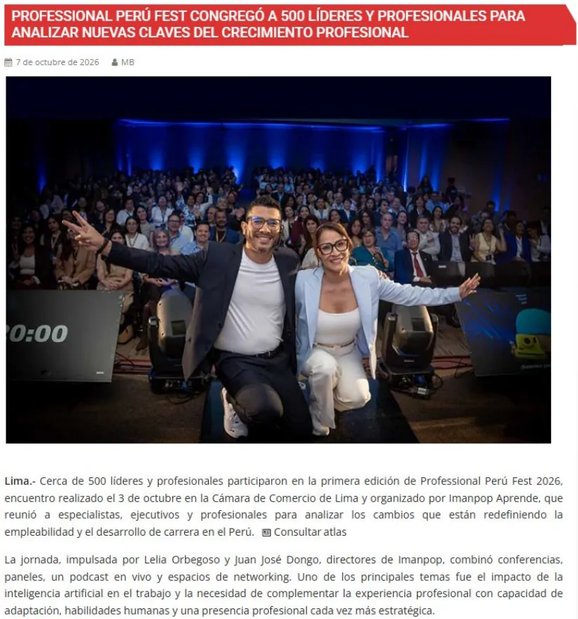 Captura: Press Perú — Professional Perú Fest congregó a 500 líderes y profesionales
