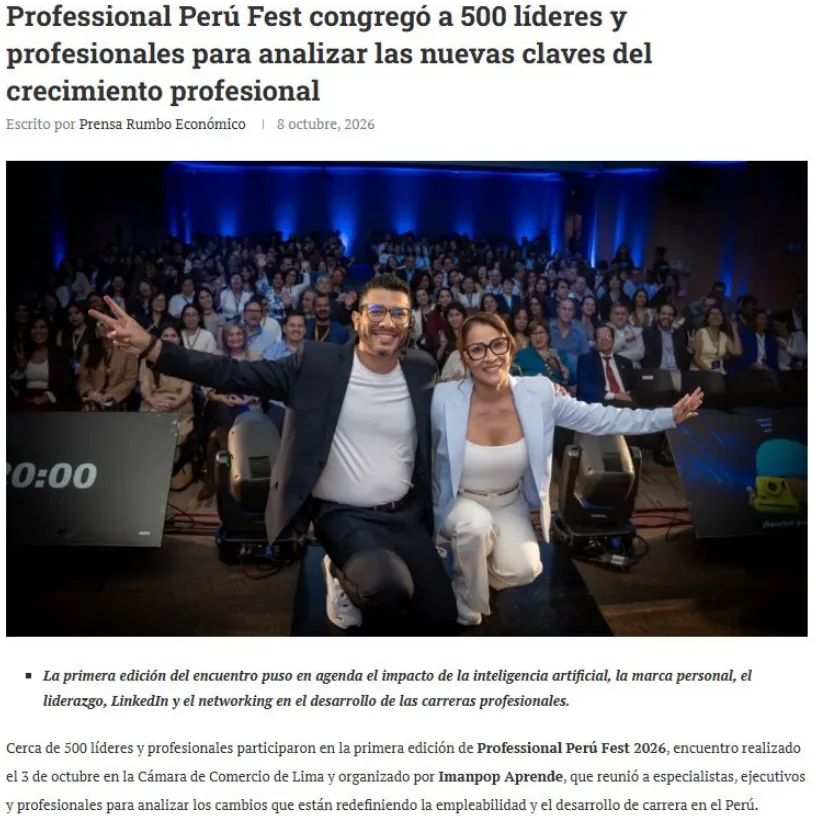 Captura: Rumbo Económico — Professional Perú Fest congregó a 500 líderes y profesionales