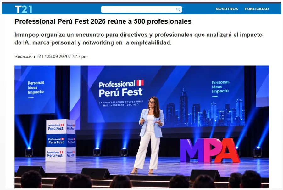 Captura: Tecnología 21 — Professional Perú Fest 2026 reúne a 500 profesionales
